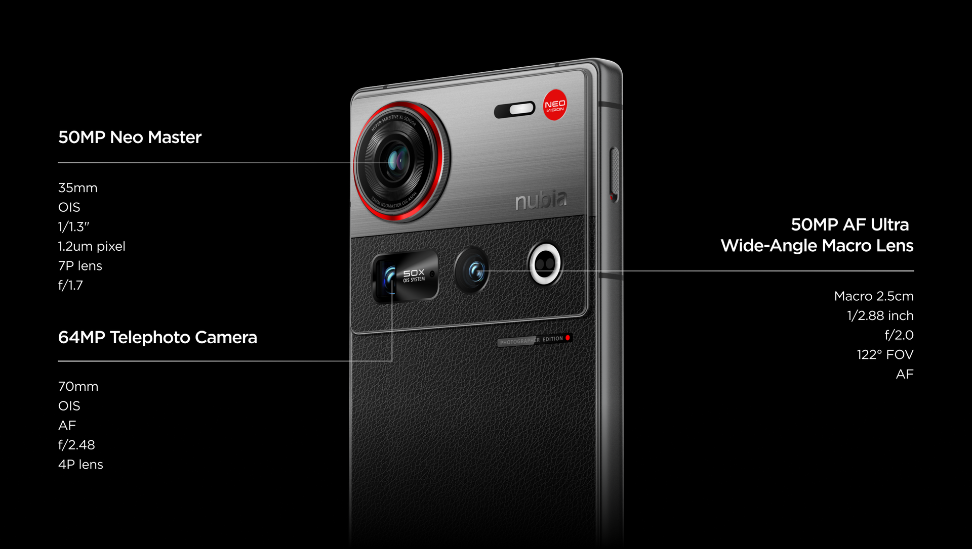 A close-up of the rear camera module on the Nubia Z70S Ultra, showing the large main lens.